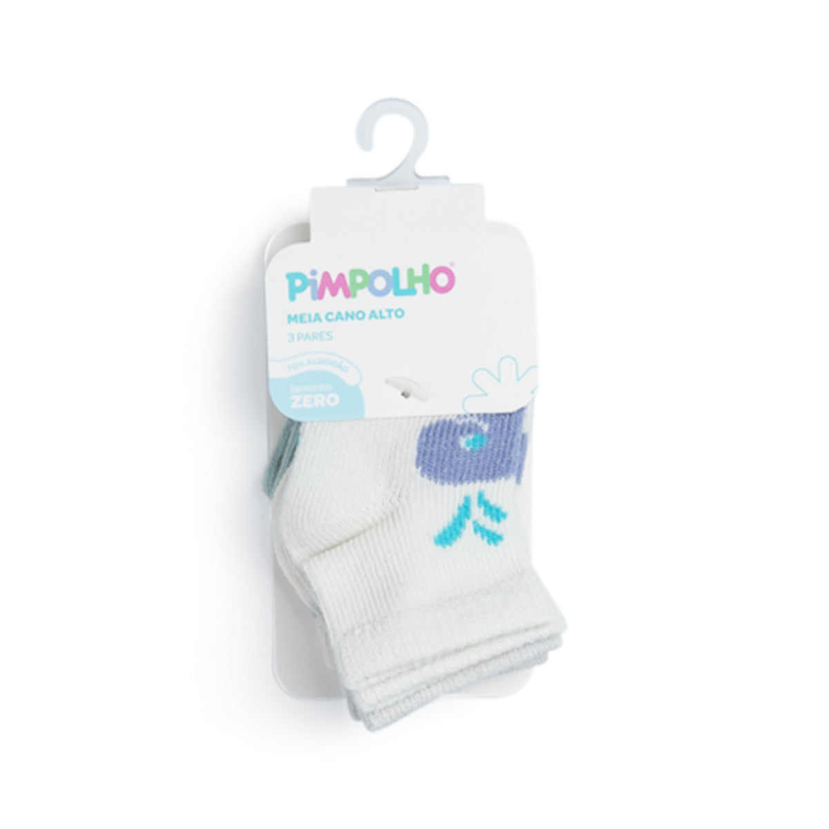 Kit Meia Bebê Masculina Pimpolho Zero Recém-Nascido Algodão Com 3 Pares