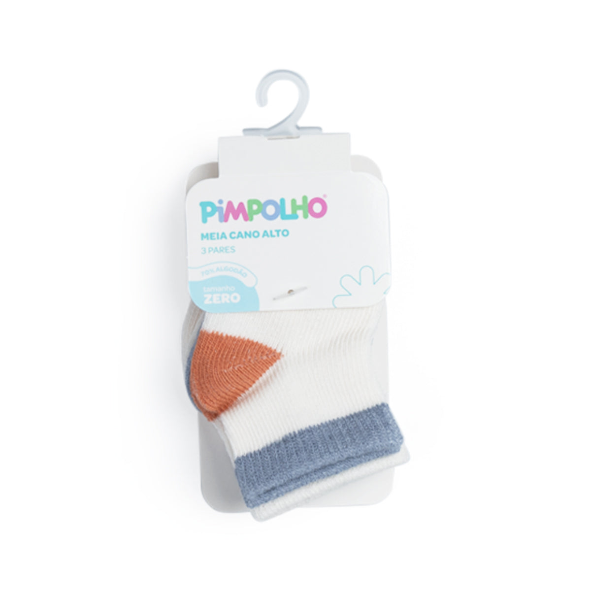 Kit Meia Bebê Masculina Pimpolho Zero Recém-Nascido Algodão Com 3 Pares