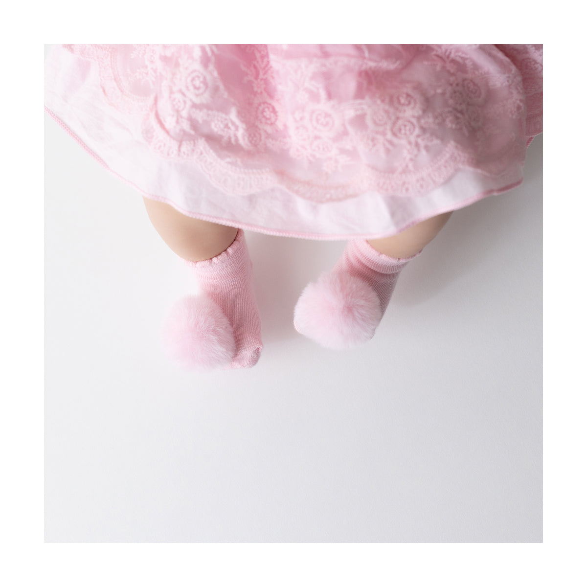Kit Meia Bebê Pimpolho Feminina com Pompom RN Enxoval 2 Pares