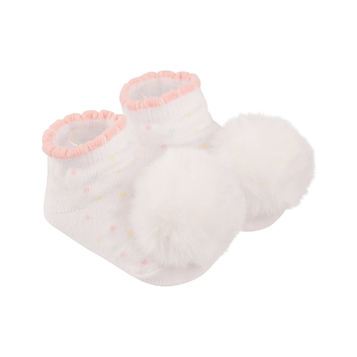 Kit Meia Bebê Pimpolho Feminina com Pompom RN Enxoval 2 Pares