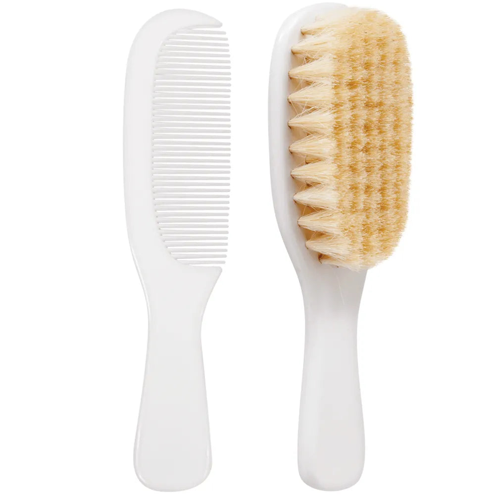 Kit Escova E Pente Buba Cerdas Naturais 2 Peças - Branco