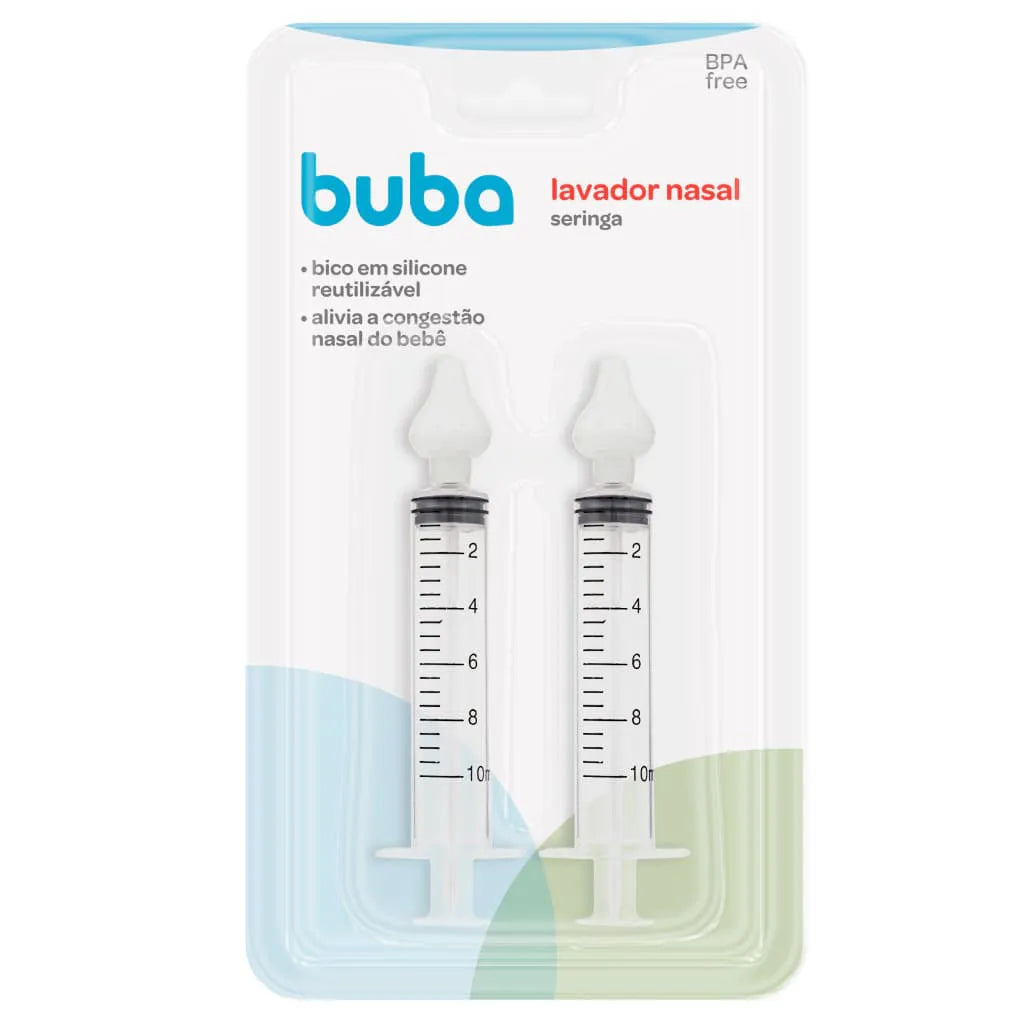 Kit Lavador Nasal Infantil Buba Seringa 10ml com Ponteira Silicone (2 Unidades)
