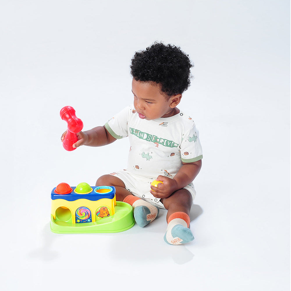 Martelinho Bate Bola Pimpolho com Bolinhas Coloridas – Brinquedo Educativo +12 Meses