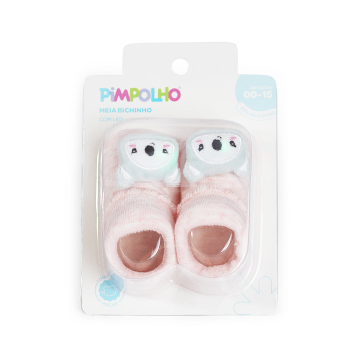 Meia Bebê Feminina com Bichinho e LED Pimpolho (0 a 6 Meses)