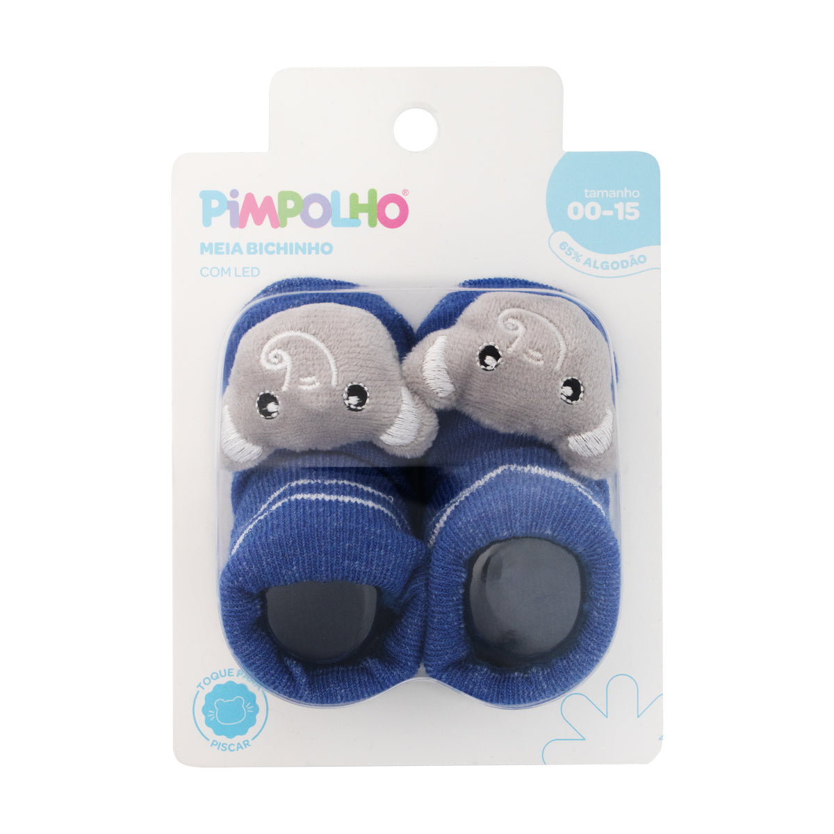 Meia Bebê Masculina com Bichinho e LED Pimpolho (0 a 6 Meses)