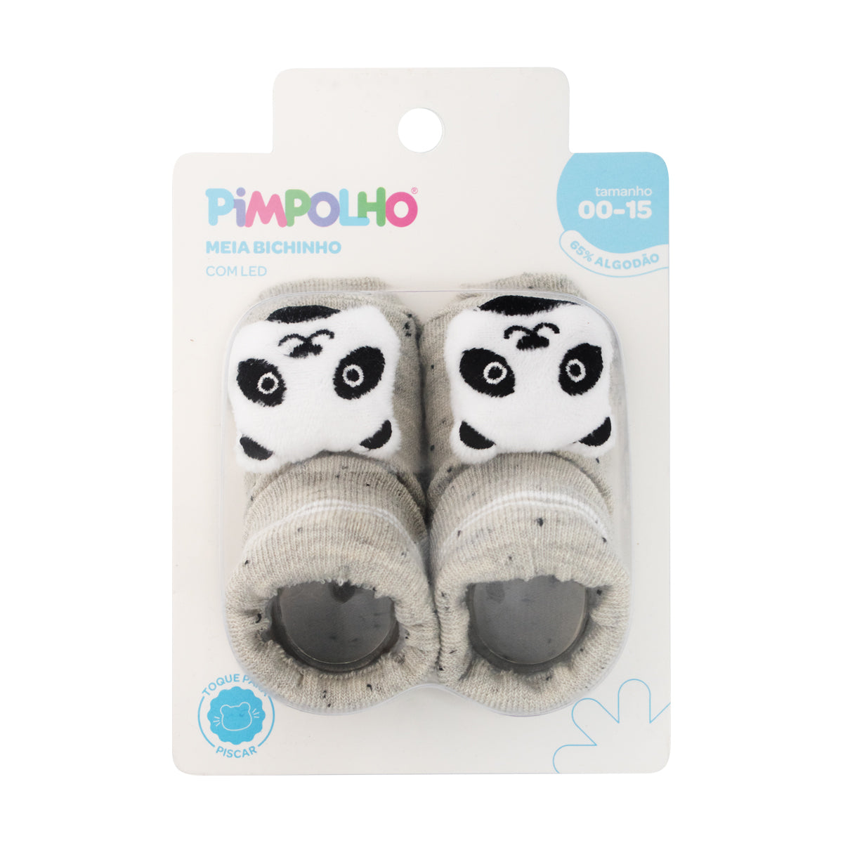 Meia Bebê Masculina com Bichinho e LED Pimpolho (0 a 6 Meses)