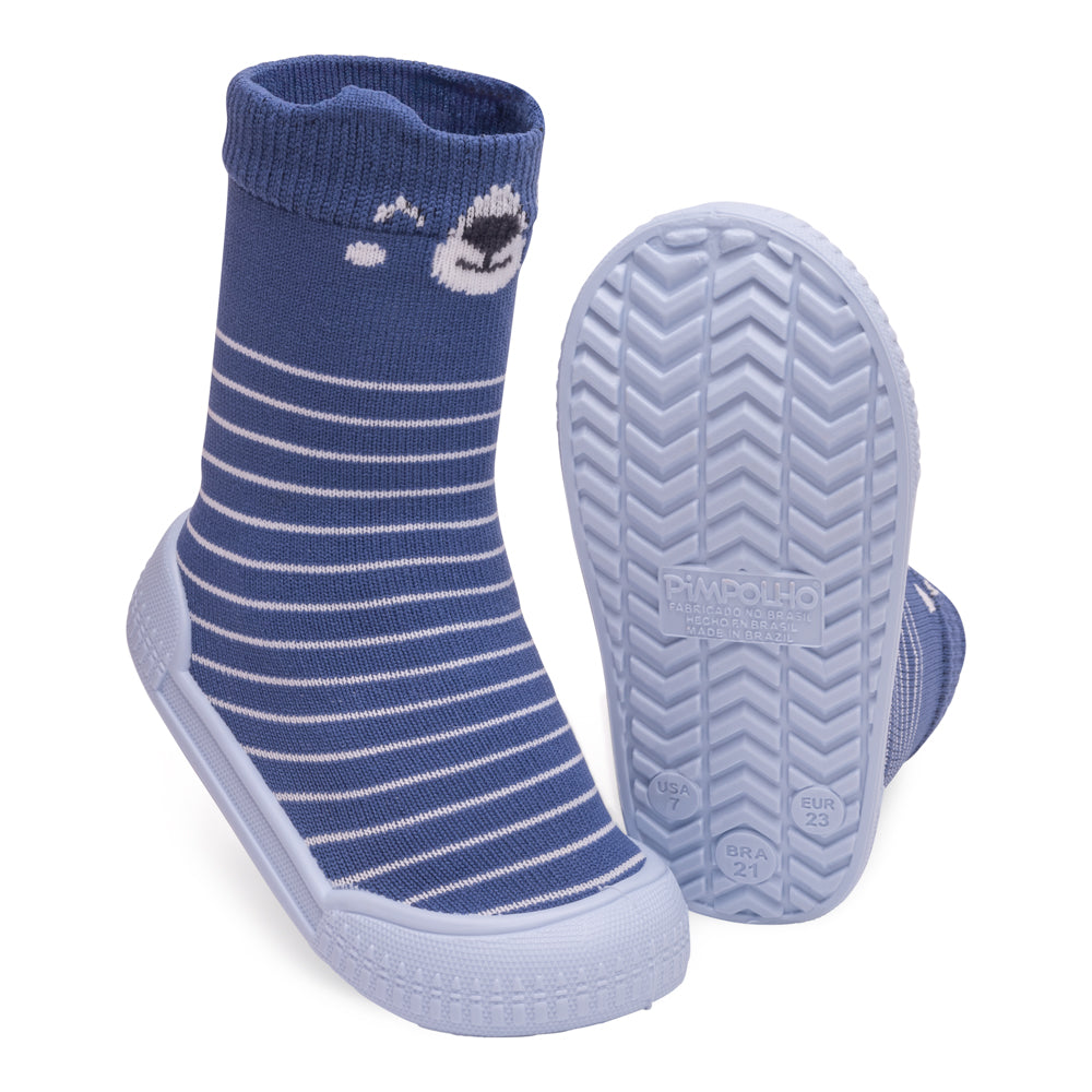 Meia Com Sola Infantil Pimpolho Antiderrapante Masculina