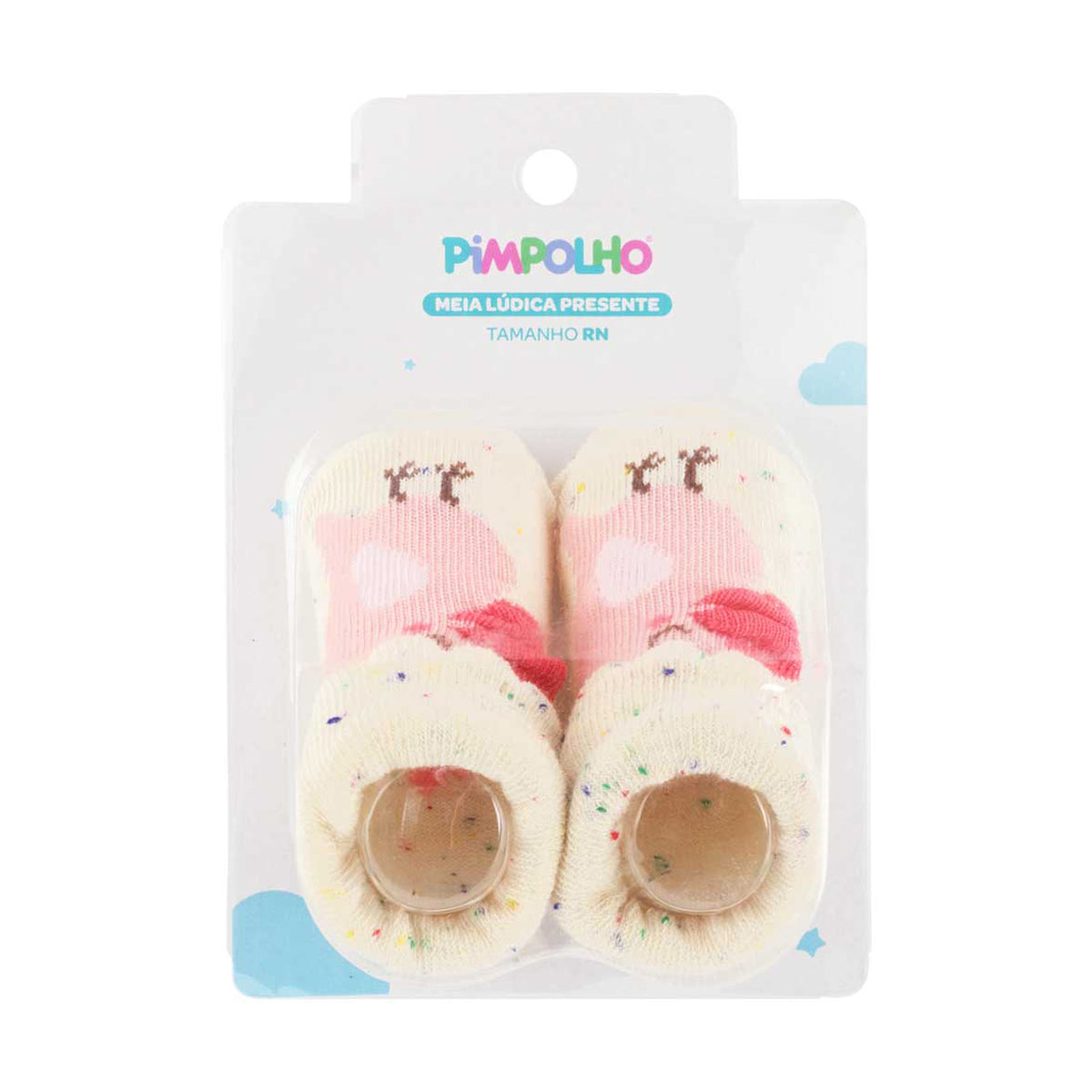 Meia Infantil Feminina Pimpolho Lúdica com Detalhes 3D Recém-Nascido