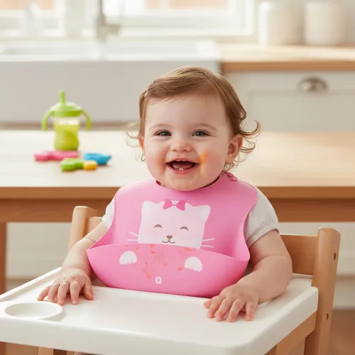Babador de Silicone Pimpolho Infantil Ajustável Pega Migalhas