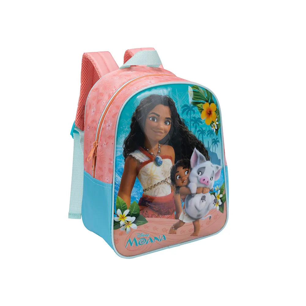 Mini Mochila Escolar Infantil Moana Disney Rosa com PVC 8.9L