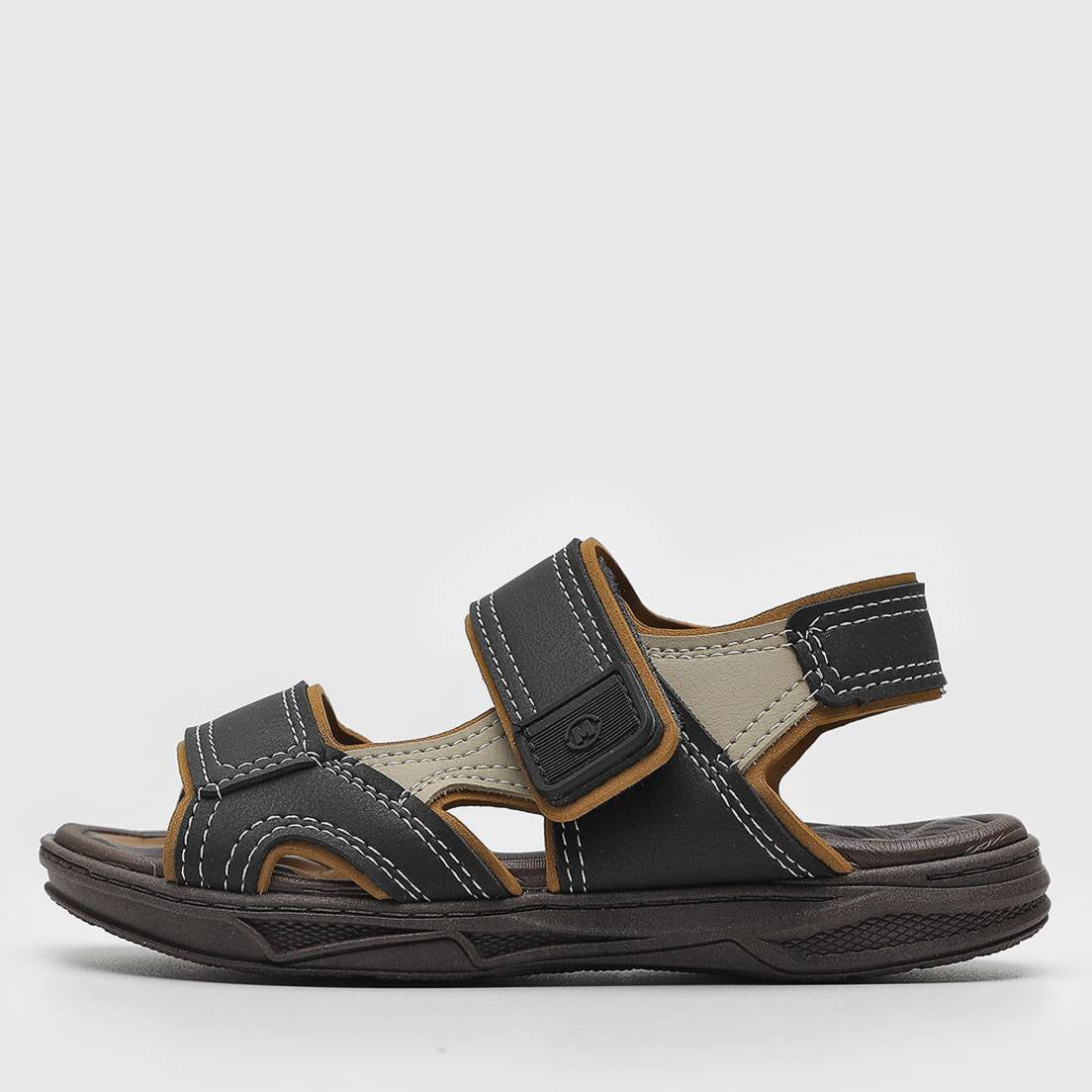 Sandália Papete Infantil Masculina Molekinho Tiras com Pesponto e Fecho Fácil