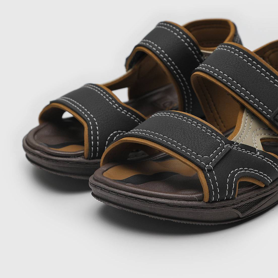 Sandália Papete Infantil Masculina Molekinho Tiras com Pesponto e Fecho Fácil