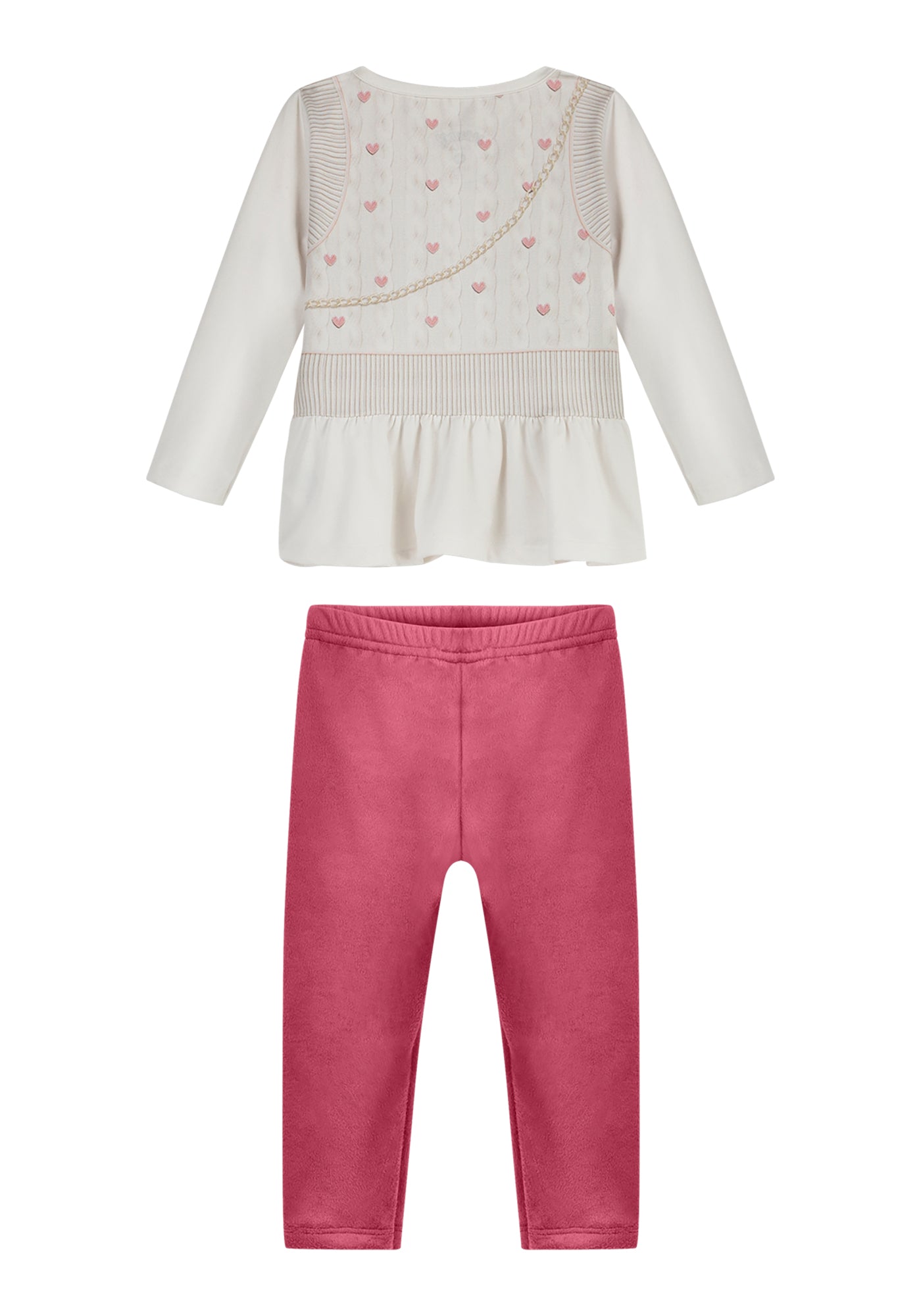 Conjunto Infantil Feminino Alakazoo Bolsa de Gatinha Manga Longa em Malha Modelli e Plush