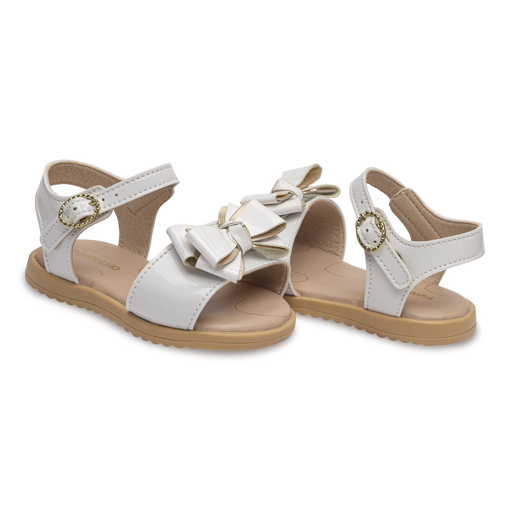 Sandália Infantil Feminina Pimpolho Batizado com Laço e Solado Tratorado