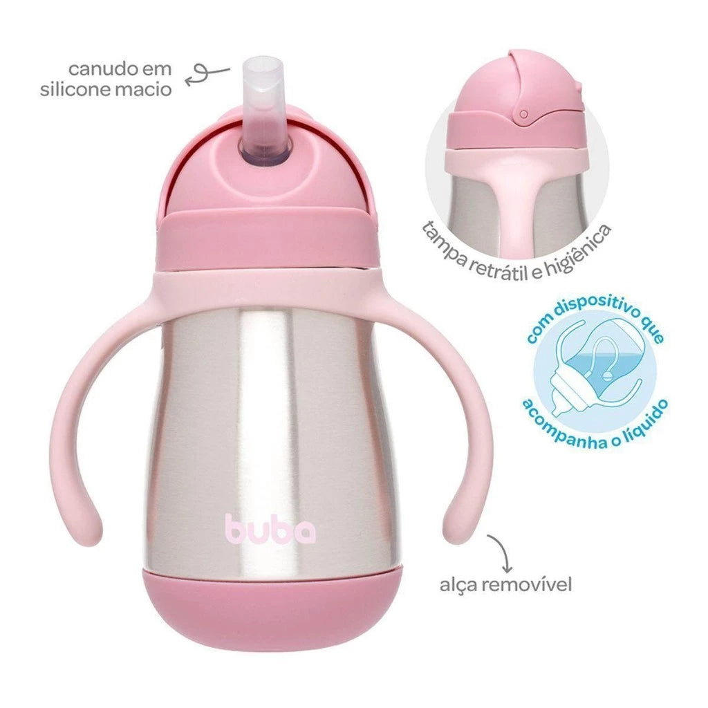 Copo Térmico Infantil Buba 270ml com Canudo