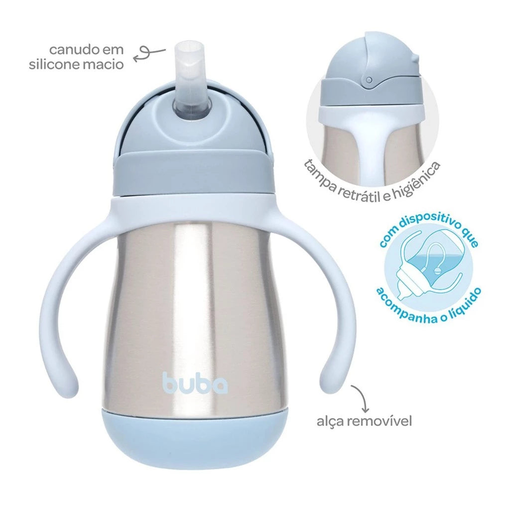 Copo Térmico Infantil Buba 270ml com Canudo