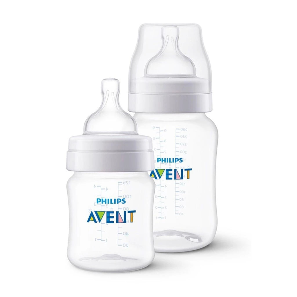 Kit Duplo Mamadeiras Avent Anti-Colic +0 M - Transparente - 125/260 Ml