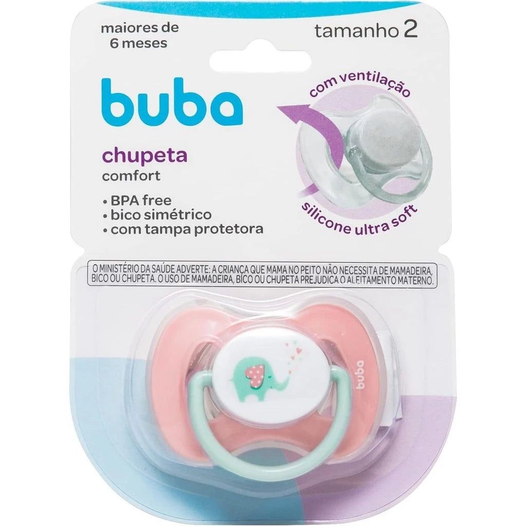 Chupeta Comfort Buba Elefantinho 100% Silicone Ultra Soft +6m Tamanho 2