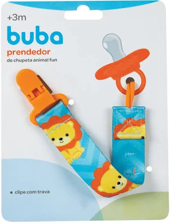 Prendedor de Chupeta Infantil Buba Animal Fun Seguro 3 Meses+