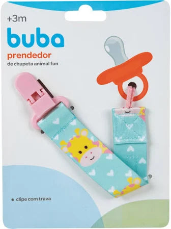 Prendedor de Chupeta Infantil Buba Animal Fun Seguro 3 Meses+