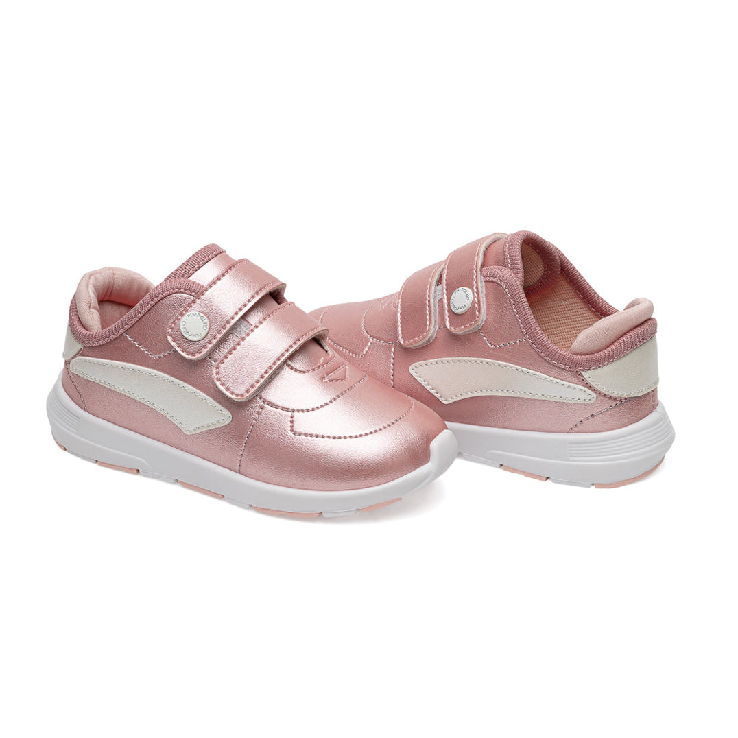 Tênis Infantil Menina Pimpolho Sport Jogging Rosê Metalizado com Velcro