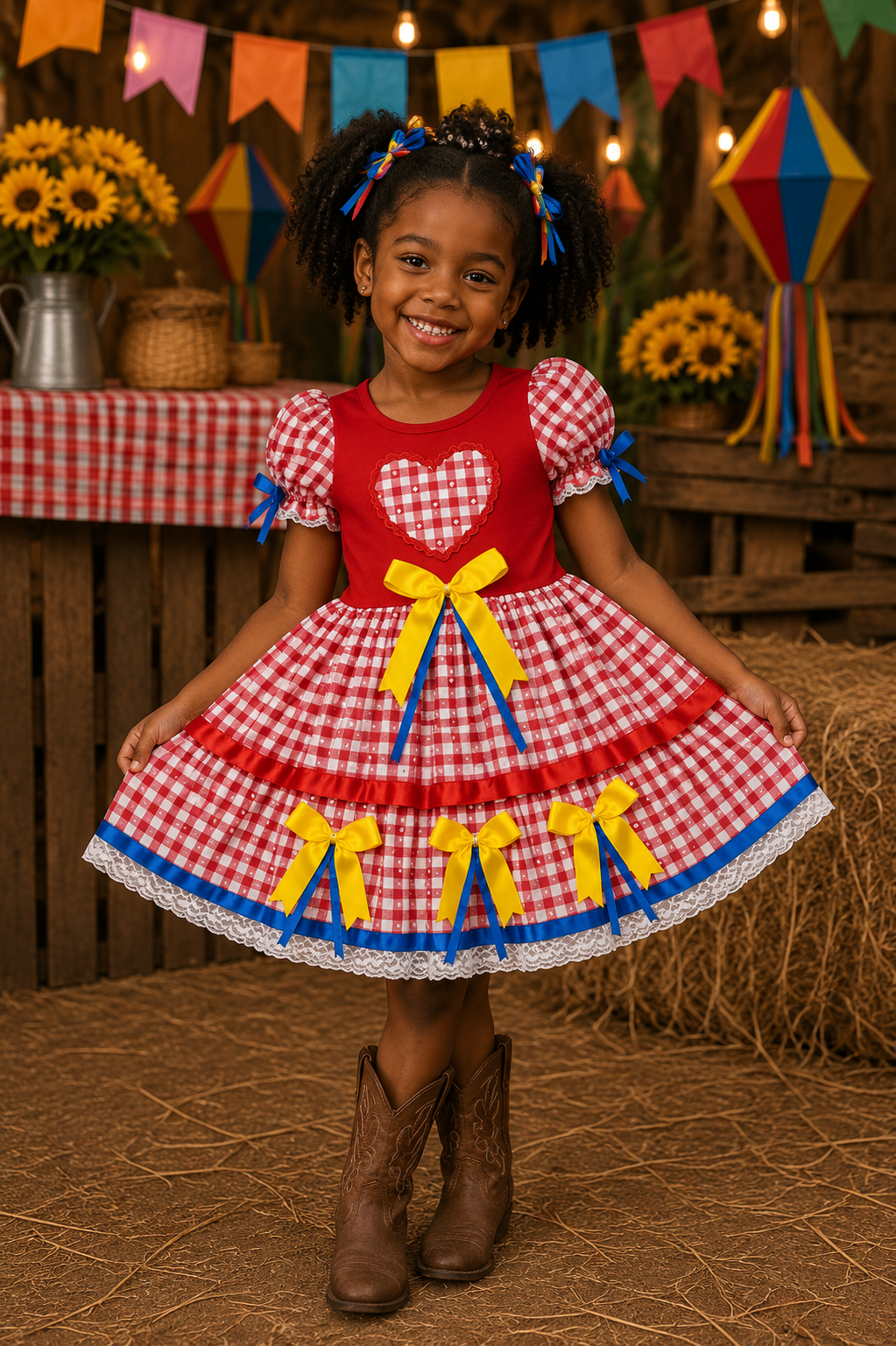 Vestido Caipira Xadrez para Festa Junina