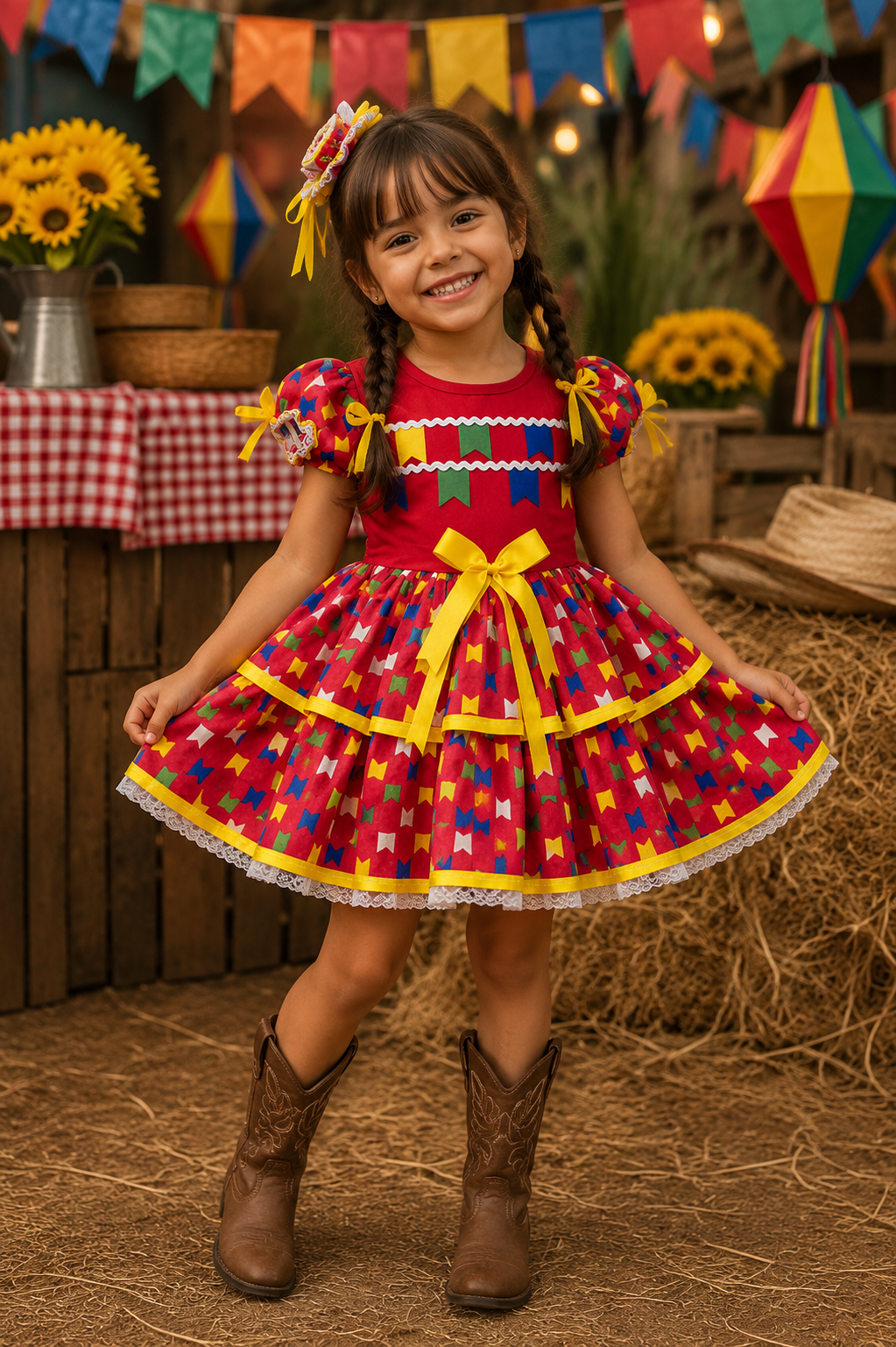 Vestido Caipira Xadrez para Festa Junina