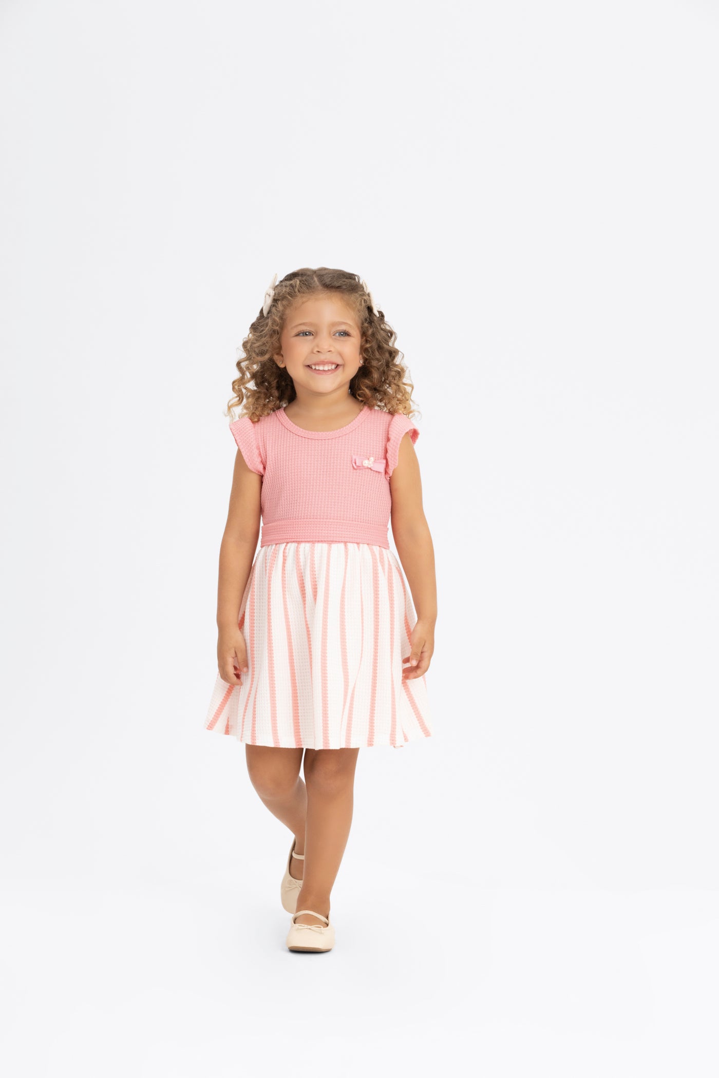 Vestido Infantil Alakazoo Listrado Malha Crochê Imperial