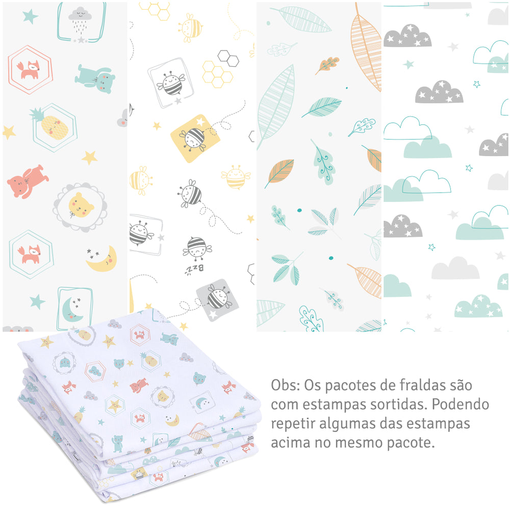 Fralda Luxo Com Bainha E Tecido Duplo Com 5 Unidade Papi