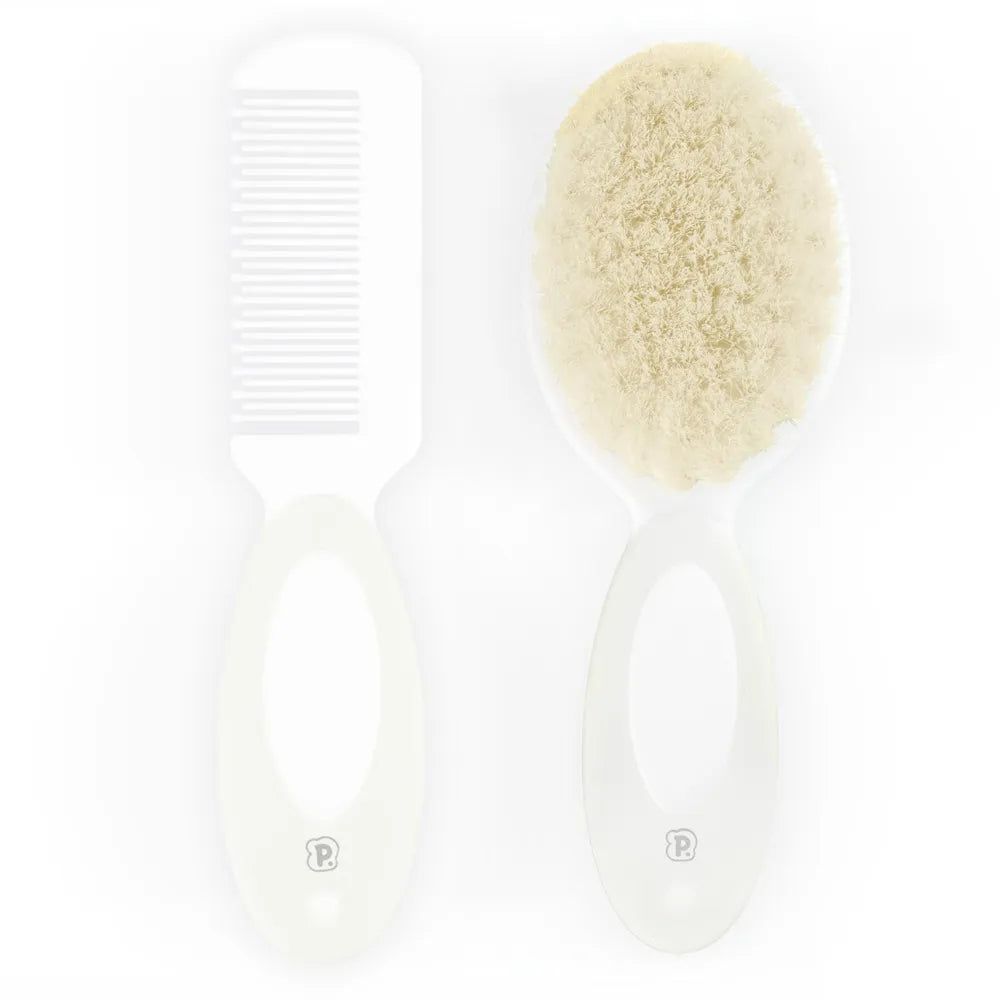 Kit Pimpolho Escova E Pente De Cerdas Naturais Para Bebe