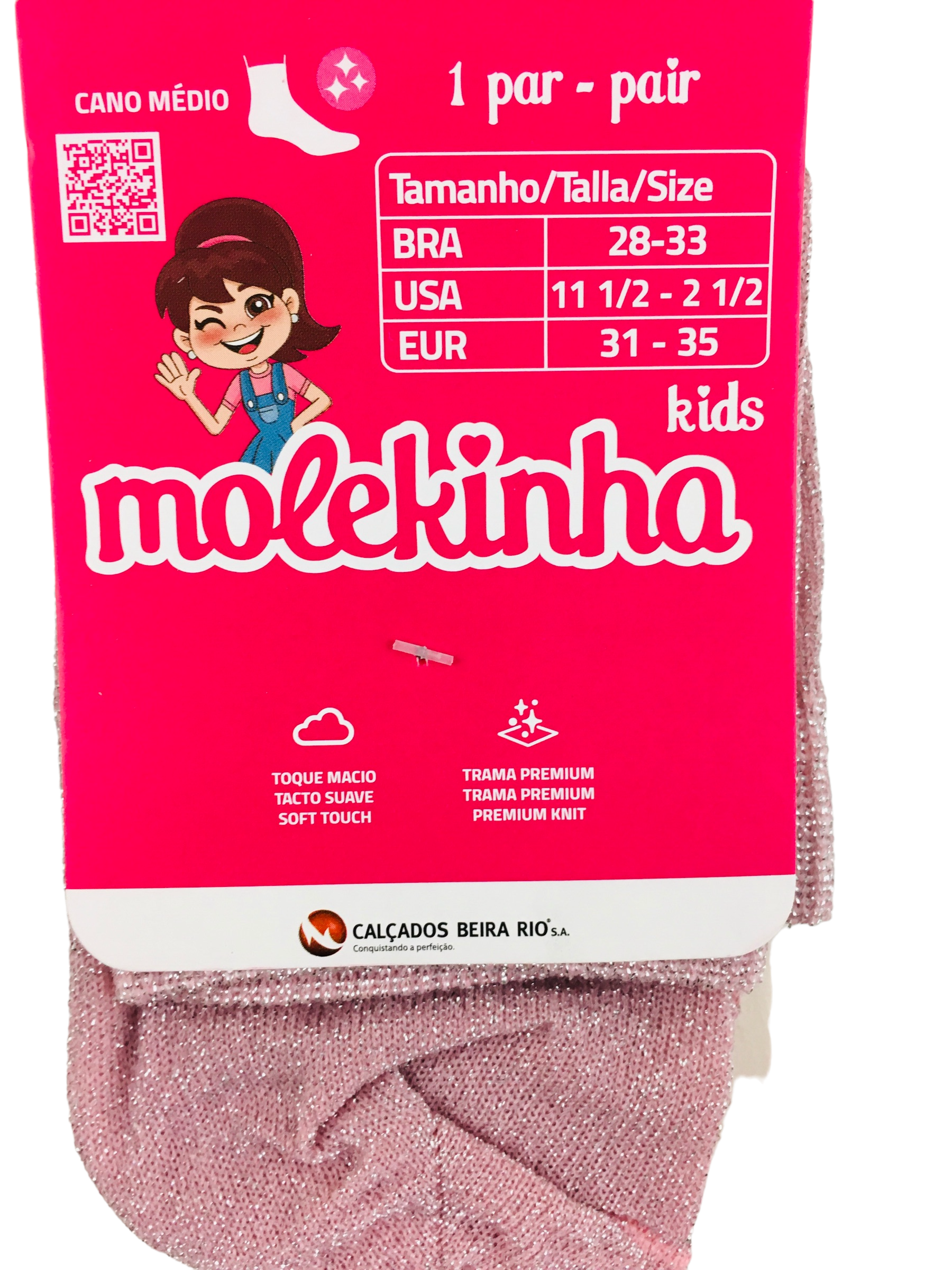 Meia Molekinha Cano Medio Lurex