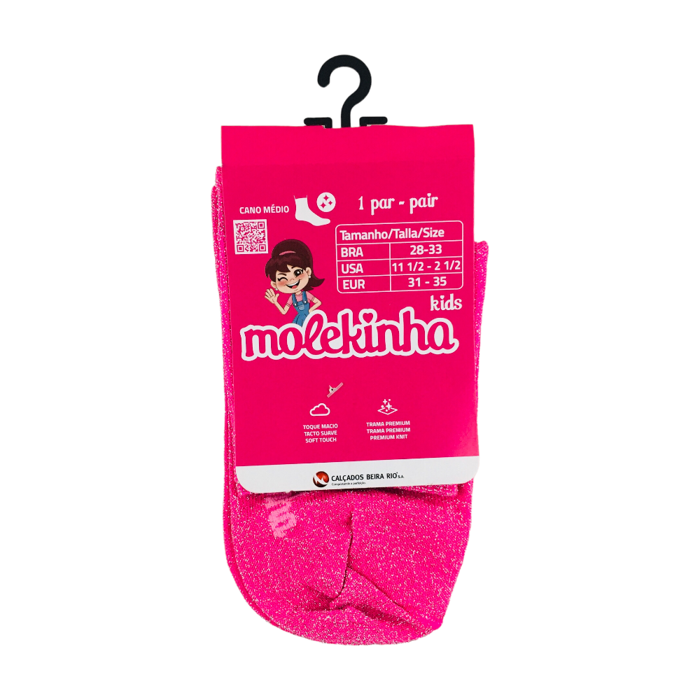 Meia Molekinha Cano Medio Lurex