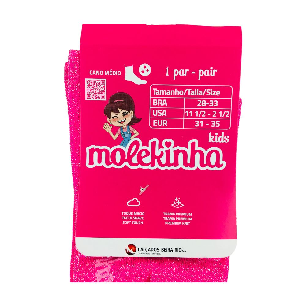 Meia Molekinha Cano Medio Lurex