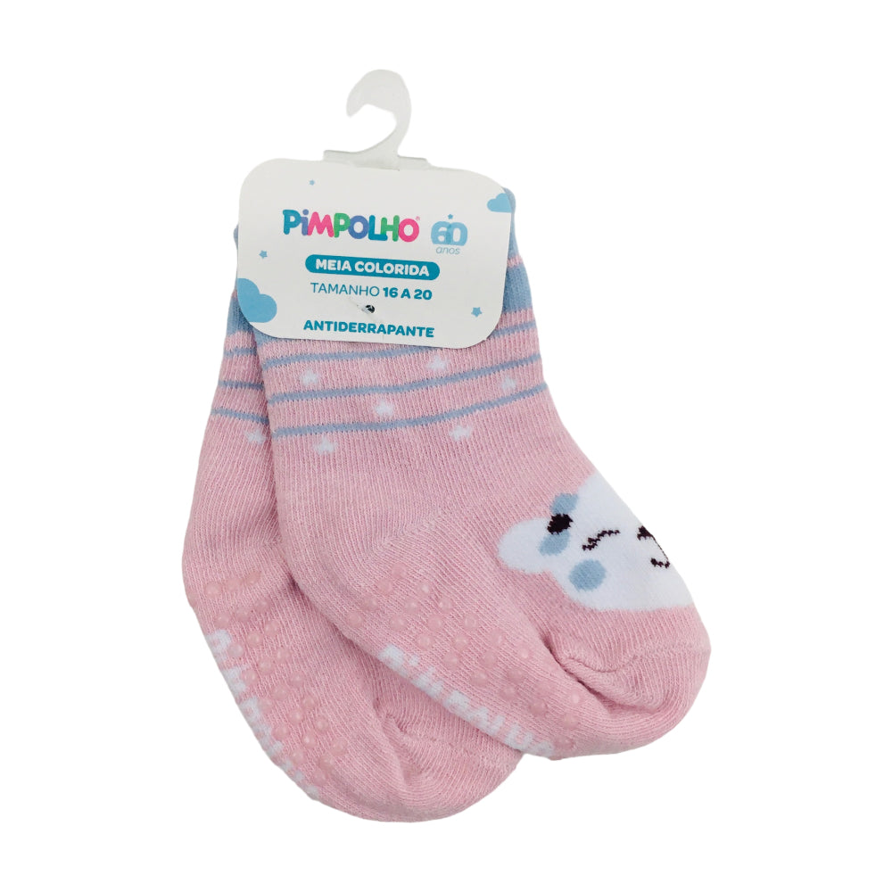 Meia Pimpolho Feminina antiderrapante 16 a 20 Colorida Ursa