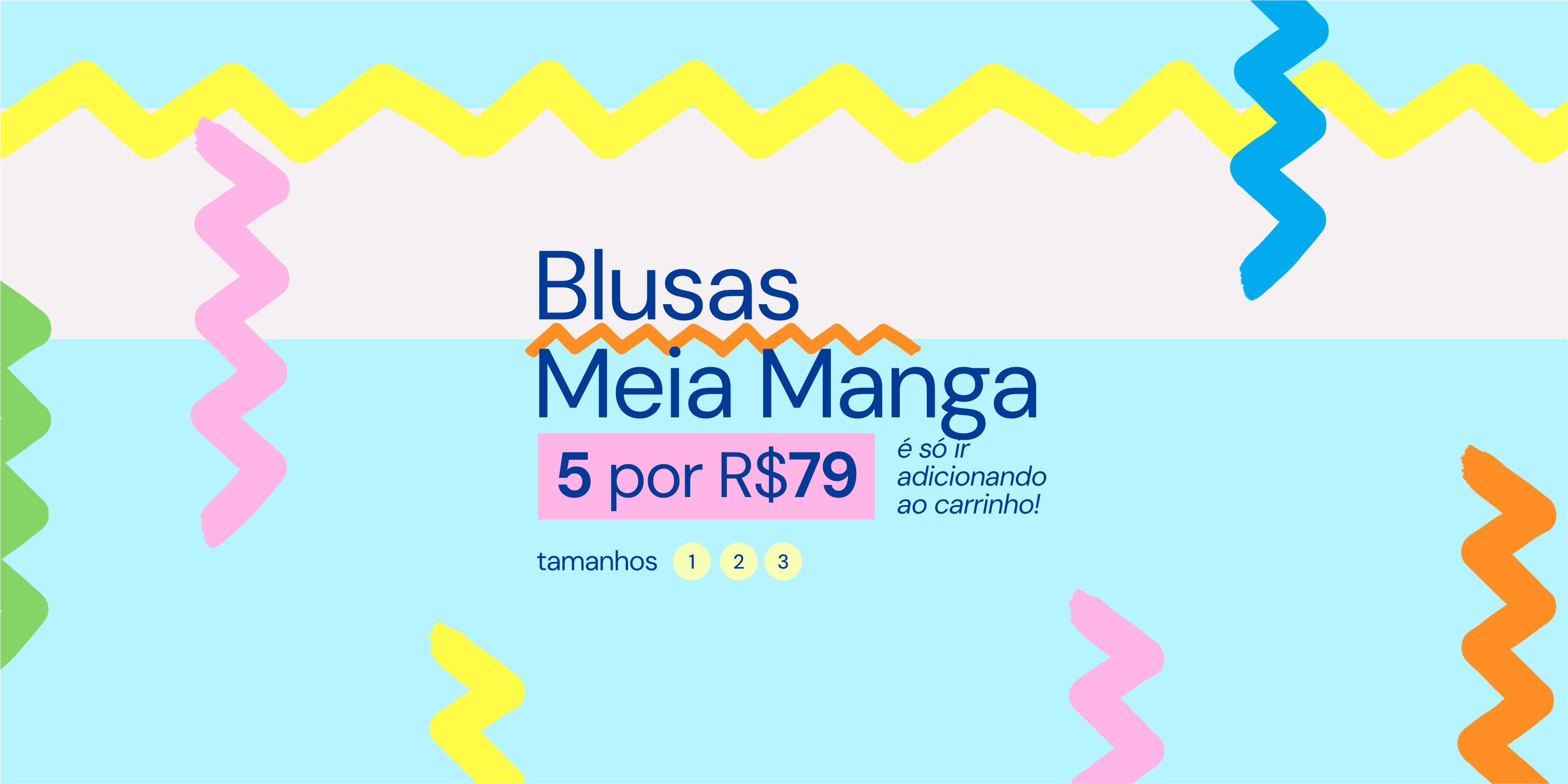COMBO: 5 blusas meia manga por R$79