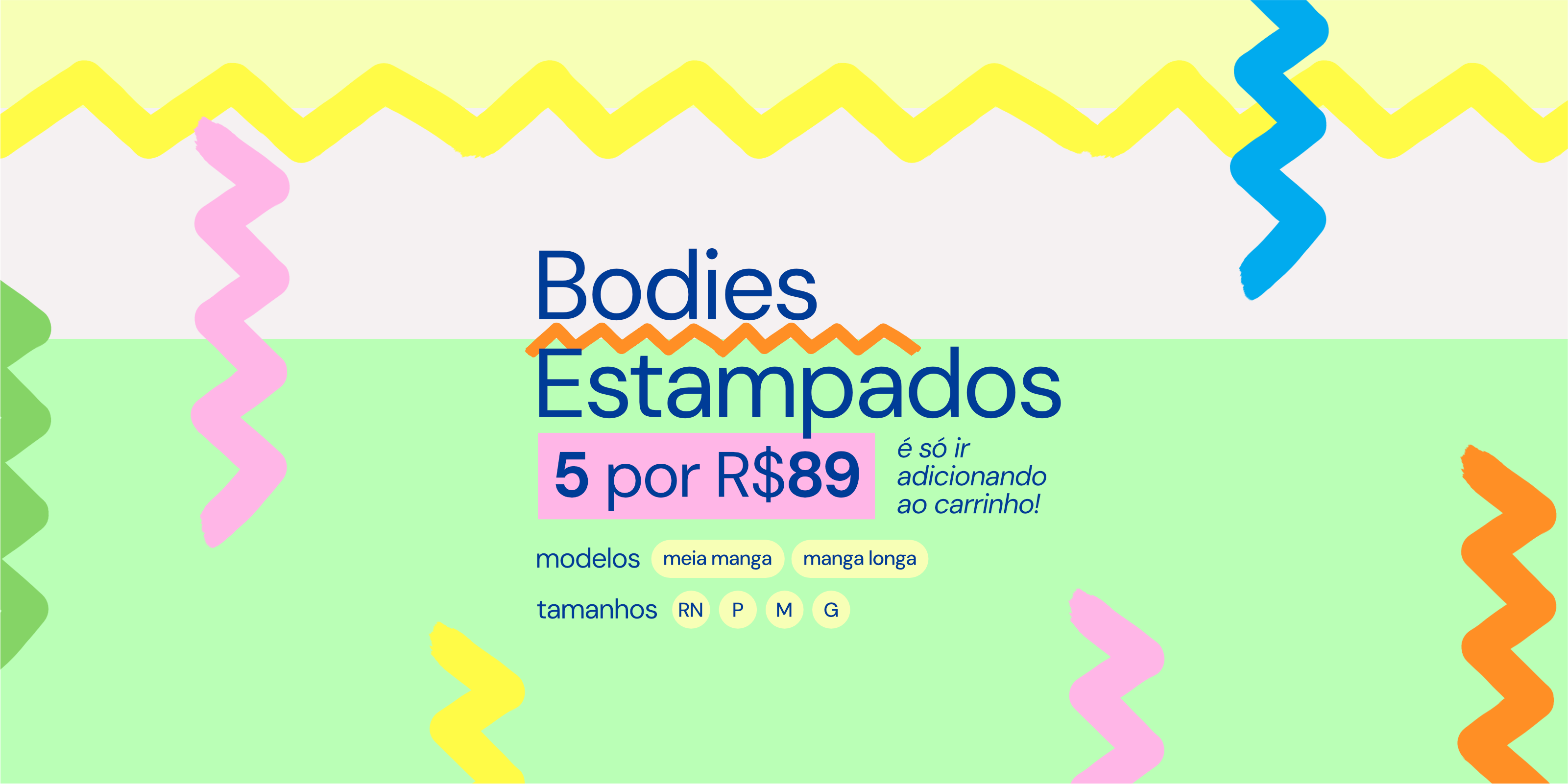 COMBO: 5 Bodies Estampados por R$89