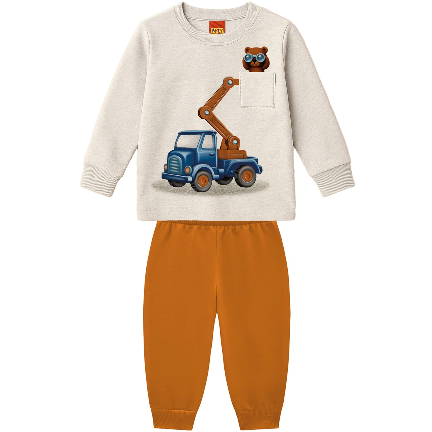 Conjunto Infantil Masculino Kyly Manga Longa Ursinho Operador e Calça