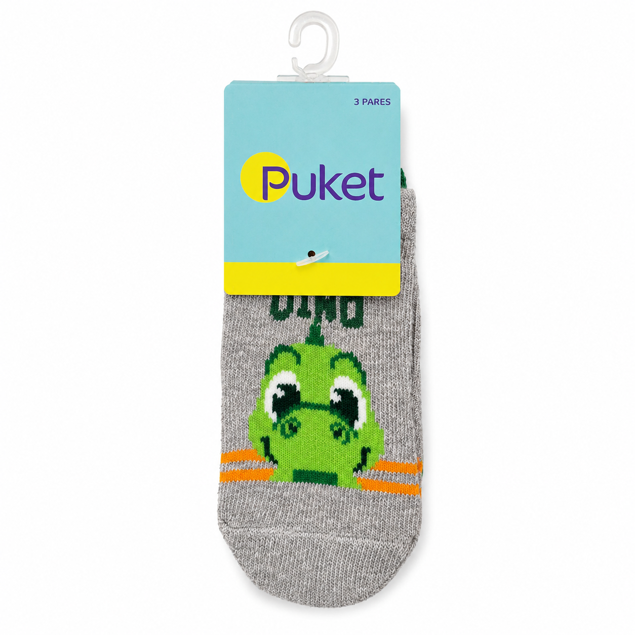Kit Meia Puket Dino 0 a 4 Meses com 3 Pares