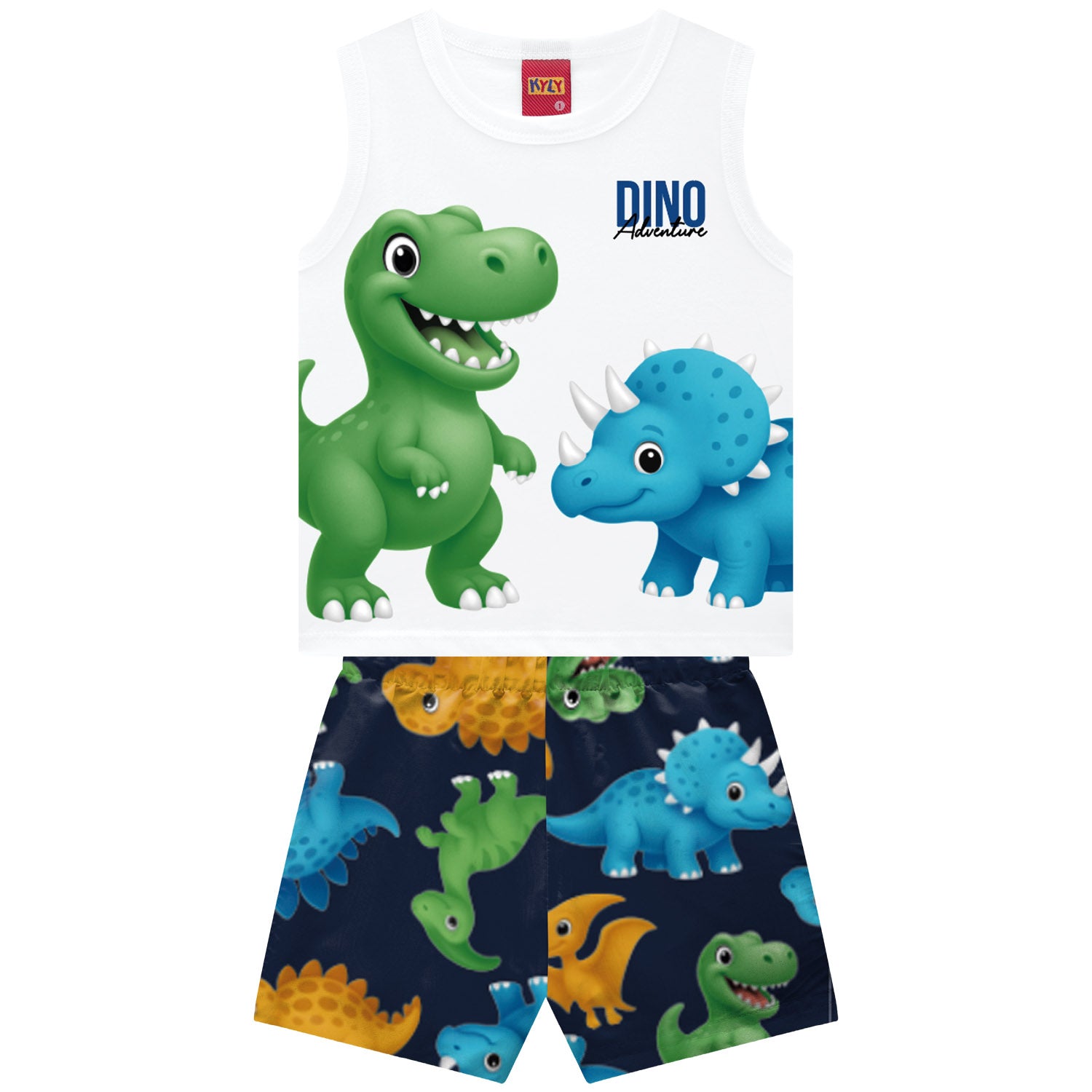Conjunto Infantil Masculino Kyly Dino Adventure Regata e Bermuda
