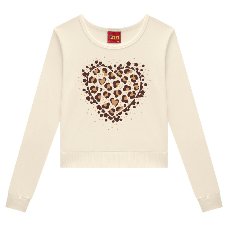 Cropped Infantil Feminino Kyly com Estampa Coração