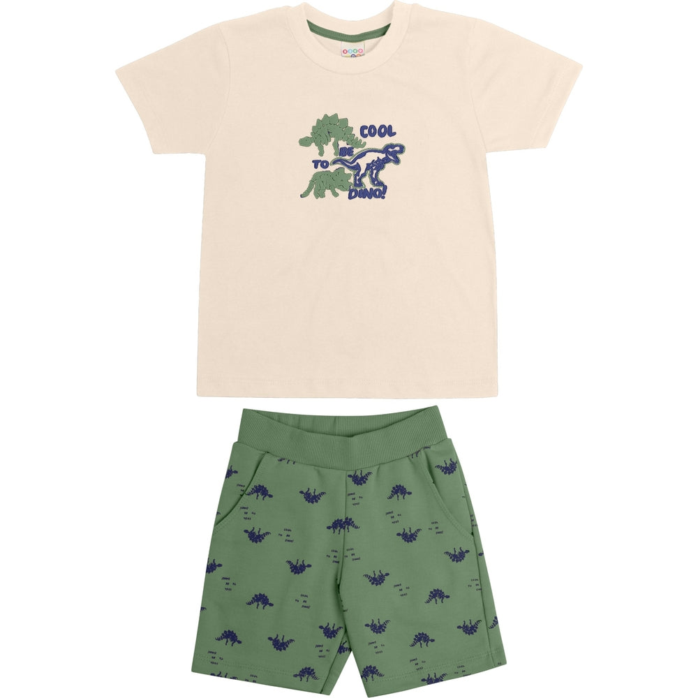 Conjunto Infantil Masculino Have Fun Cool Dino Camiseta e Bermuda Moletom Estampada