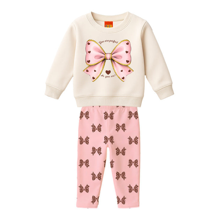 Conjunto Infantil Feminino Kyly Moletom Peluciado Laço com Strass