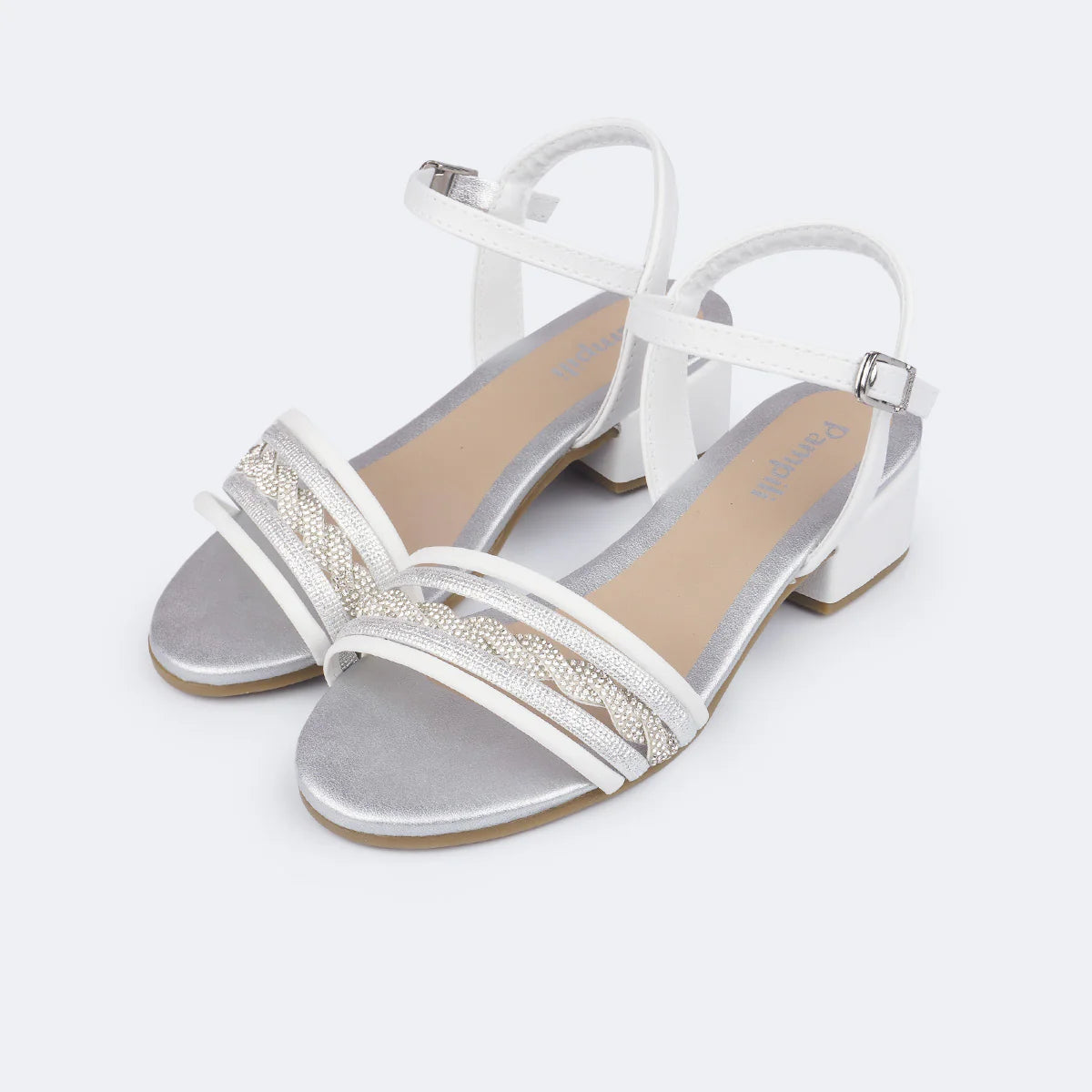 Sandália Infantil Pampili Fancy Trançada Saltinho Strass Brilho