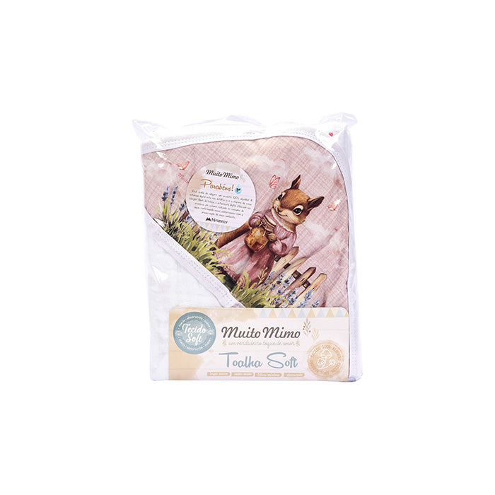 Toalha Soft Muito Mimo Estampada com Capuz Enxoval Unissex