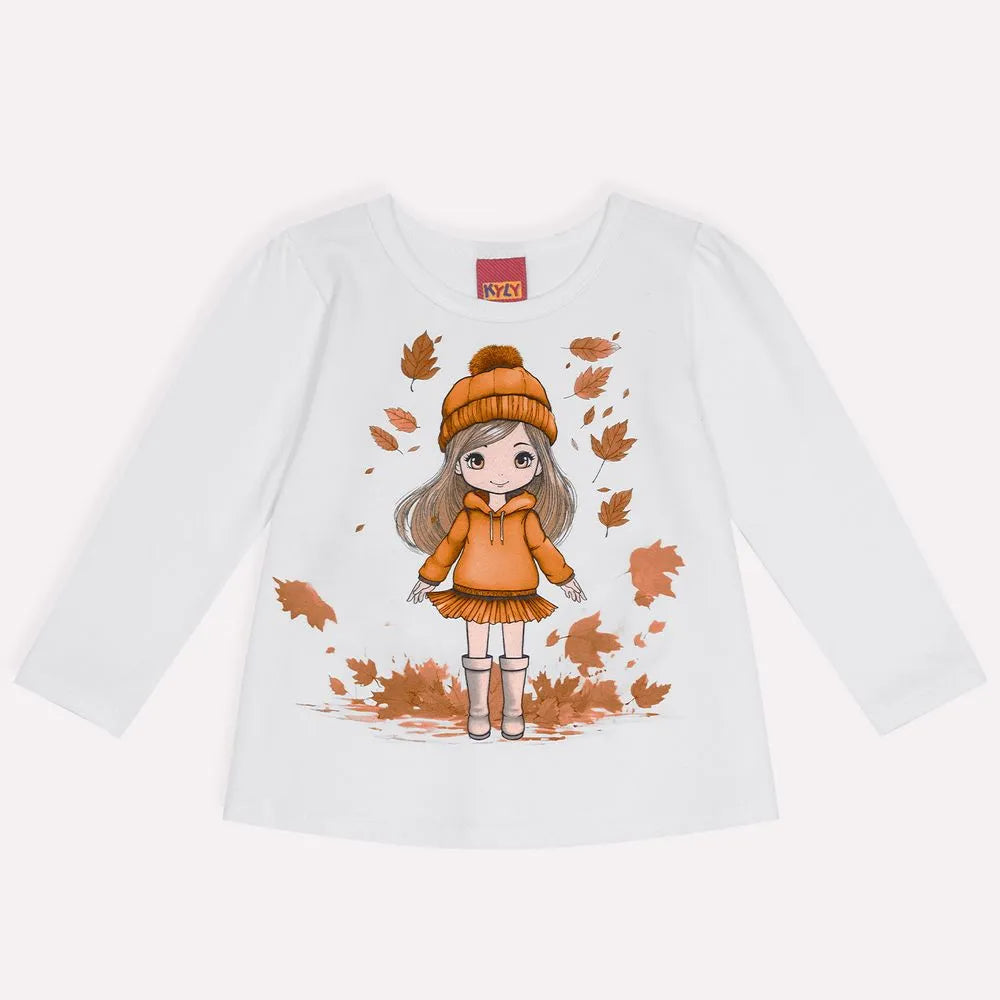 Blusa Feminina Manga Longa Kyly Menina Folhas