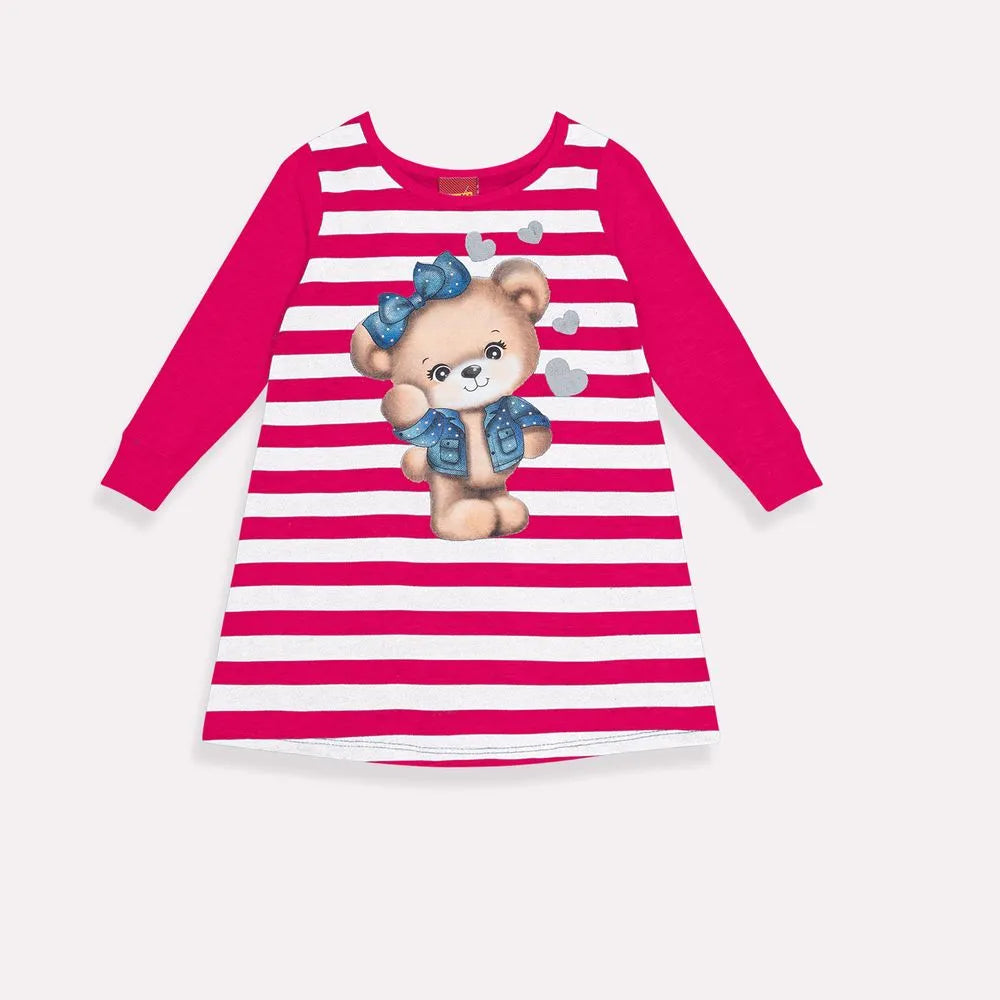 Vestido Manga Longa Kyly Ursinha Listrado