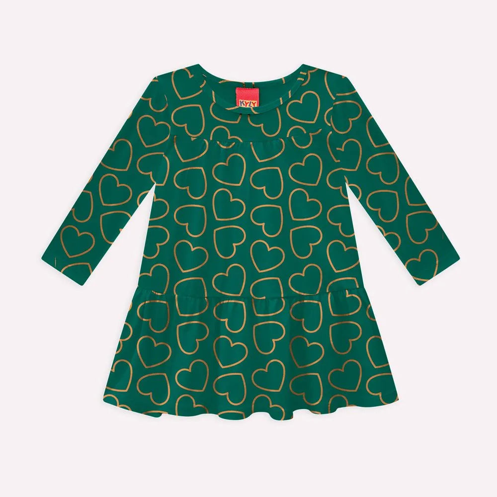 Vestido Manga Longa Kyly Corações