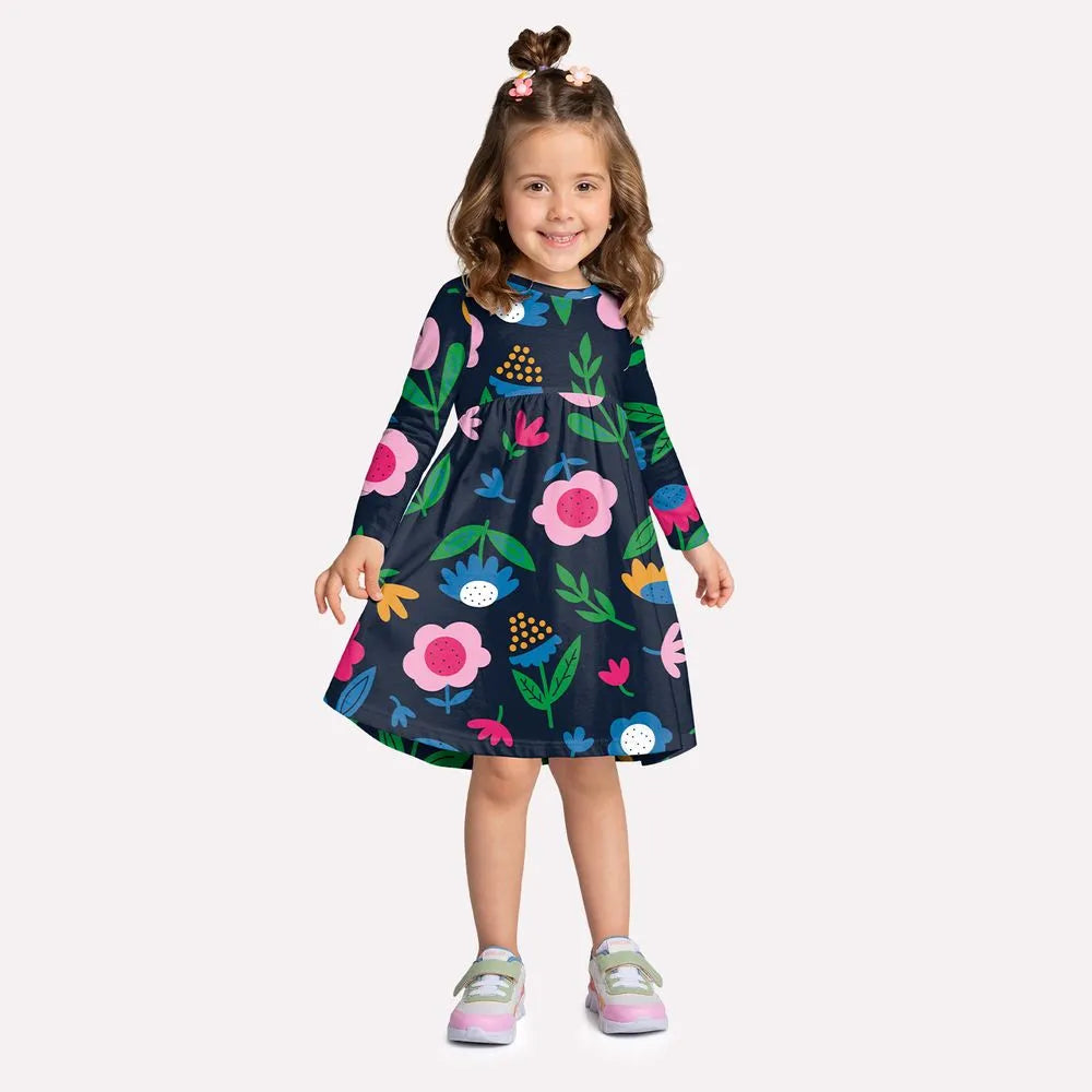 Vestido Manga Longa Floral