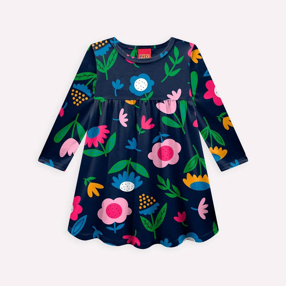 Vestido Manga Longa Floral