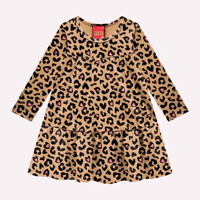 Vestido Manga Longa Animal Print